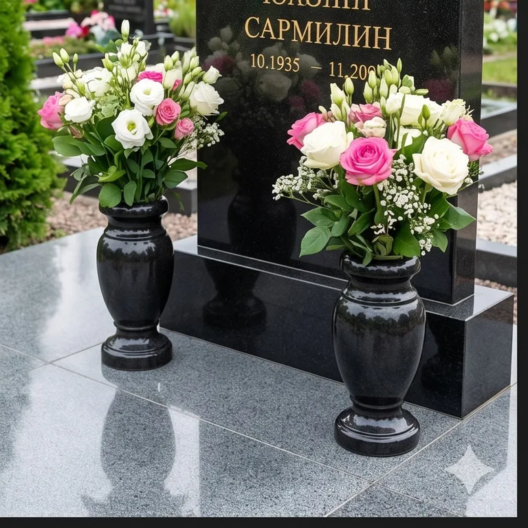 Гранитные вазы для цветов на участке в Уфе