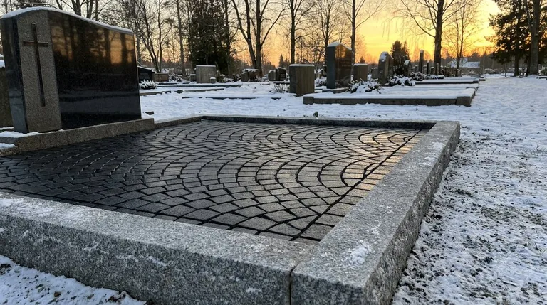 Гранитная брусчатка на могильном участке, образец ПМ005 в Уфе