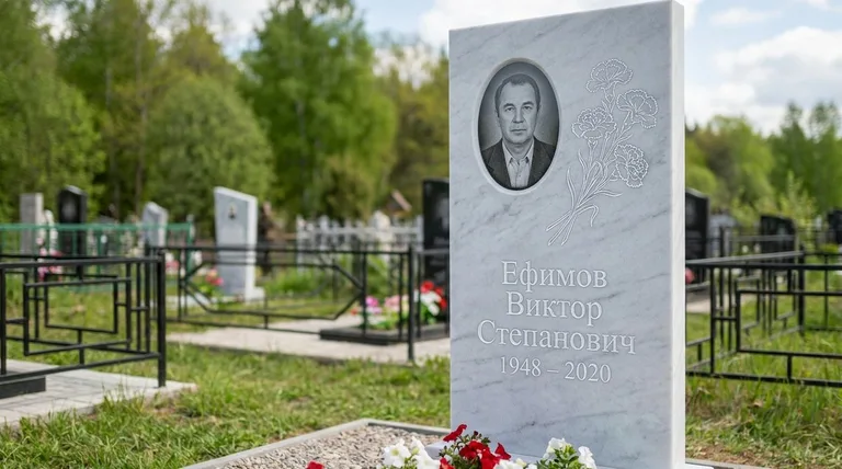 Памятник с гравировкой гвоздик — выполненная работа «Ефимов» в Уфе