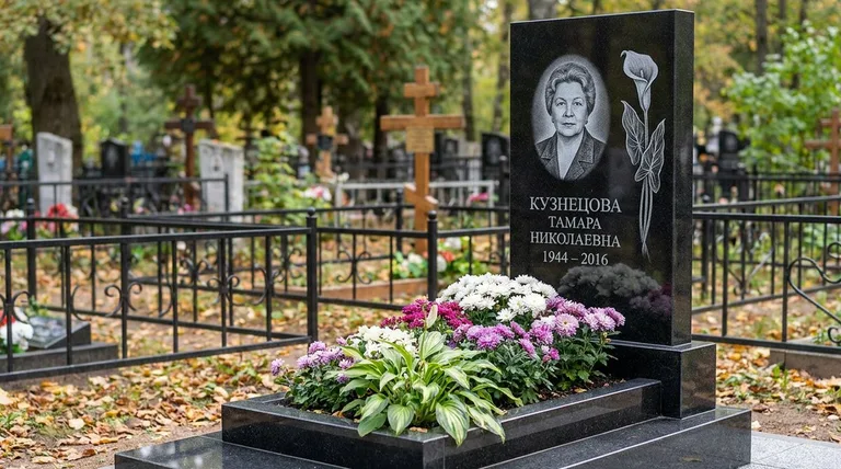Памятник с гравировкой калл — выполненная работа «Кузнецова» в Уфе