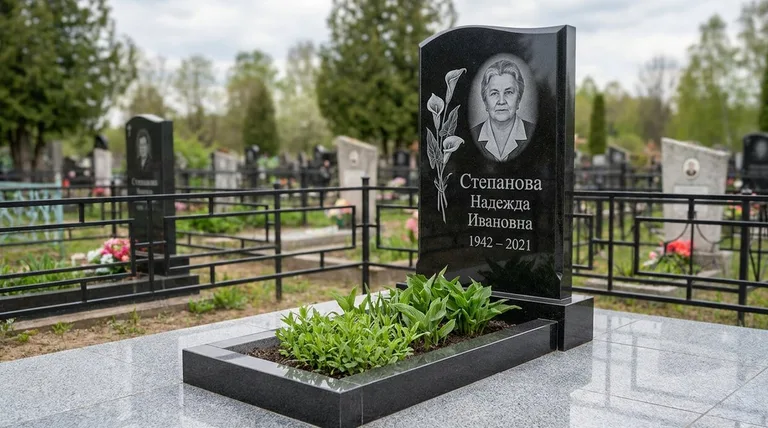 Памятник с гравировкой калл — выполненная работа «Степанова» в Уфе