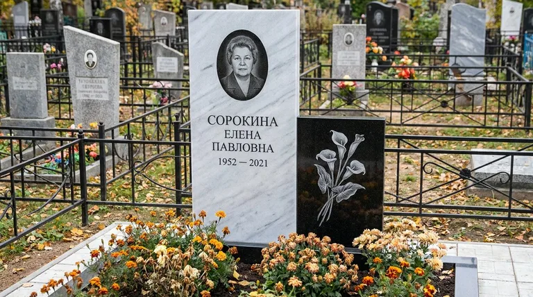 Памятник с гравировкой калл — выполненная работа «Сорокина» в Уфе