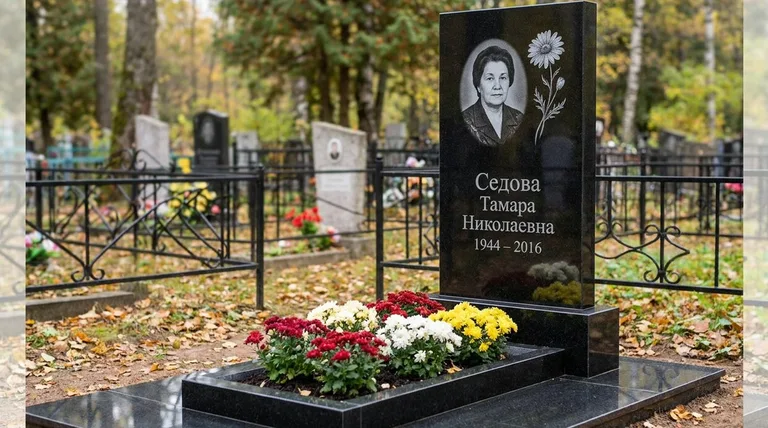 Памятник с гравировкой ромашек — выполненная работа «Седова» в Уфе