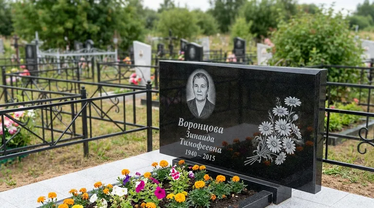 Памятник с гравировкой ромашек — выполненная работа «Воронцова» в Уфе