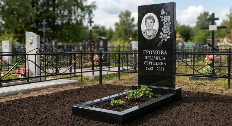 Памятник с гравировкой роз — выполненная работа «Громова» в Уфе