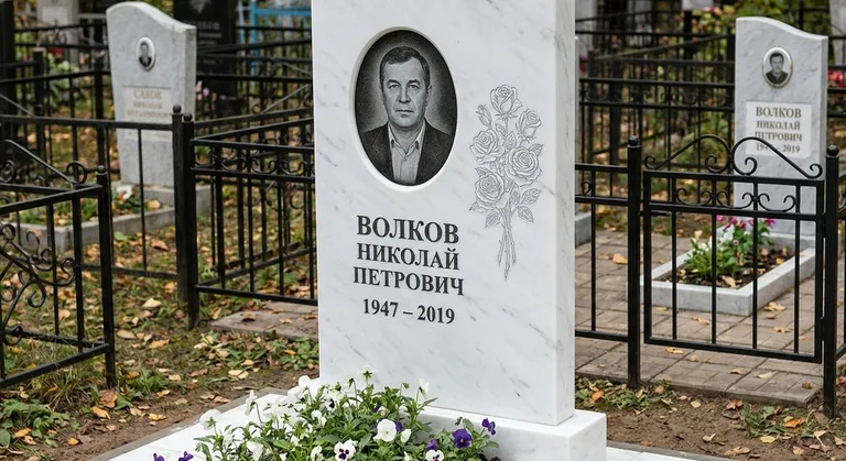 Памятник с гравировкой роз — выполненная работа «Волков» в Уфе