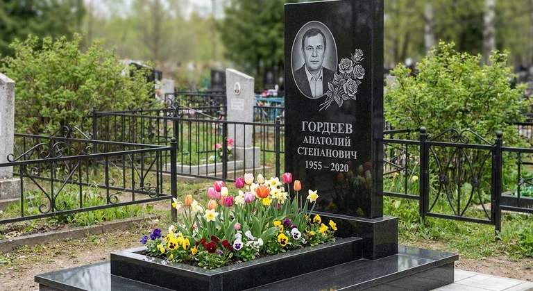 Памятник с гравировкой роз — выполненная работа «Гордеев» в Уфе