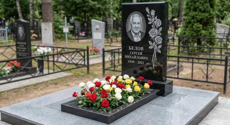 Гравировка цветов на памятник в Уфе — розы на граните