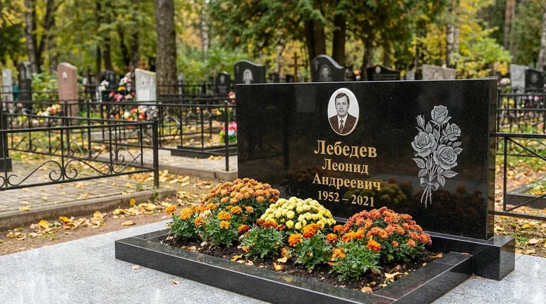 Памятник с гравировкой роз — выполненная работа «Лебедев» в Уфе