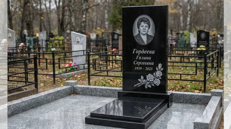 Памятник с гравировкой роз — выполненная работа «Гордеева» в Уфе