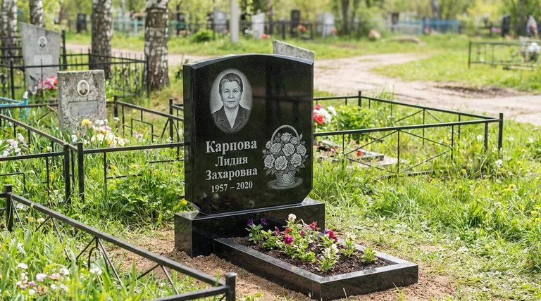 Памятник с гравировкой роз — выполненная работа «Карпова» в Уфе