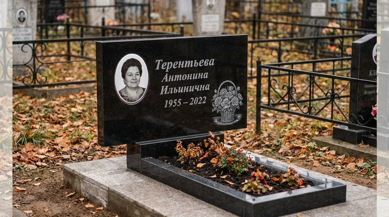 Памятник с гравировкой роз — выполненная работа «Терентьева» в Уфе