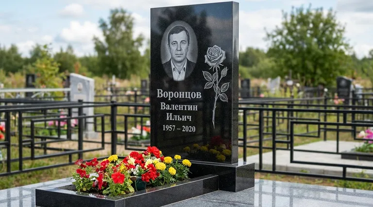 Памятник с гравировкой роз — выполненная работа «Воронцов» в Уфе