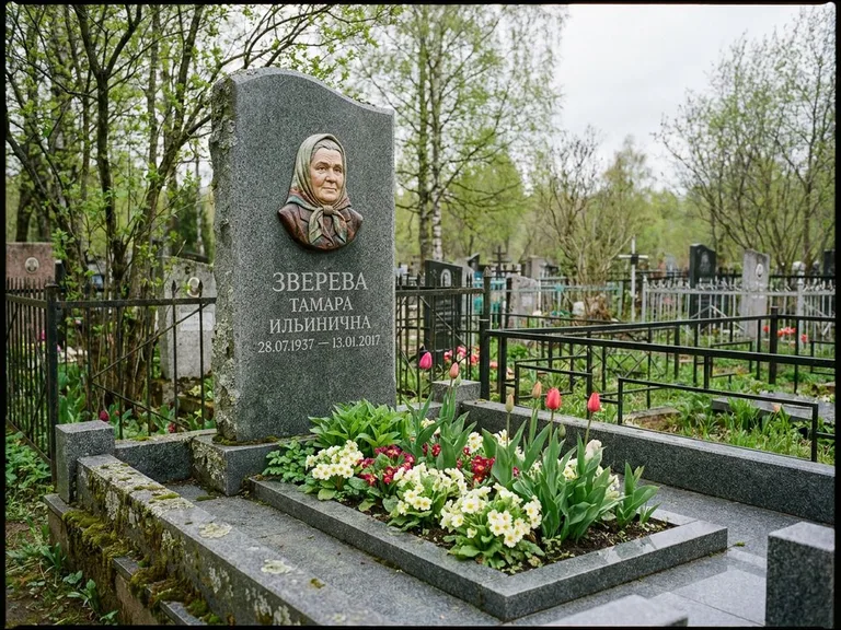 Керамический портрет на летнем кладбище в Уфе