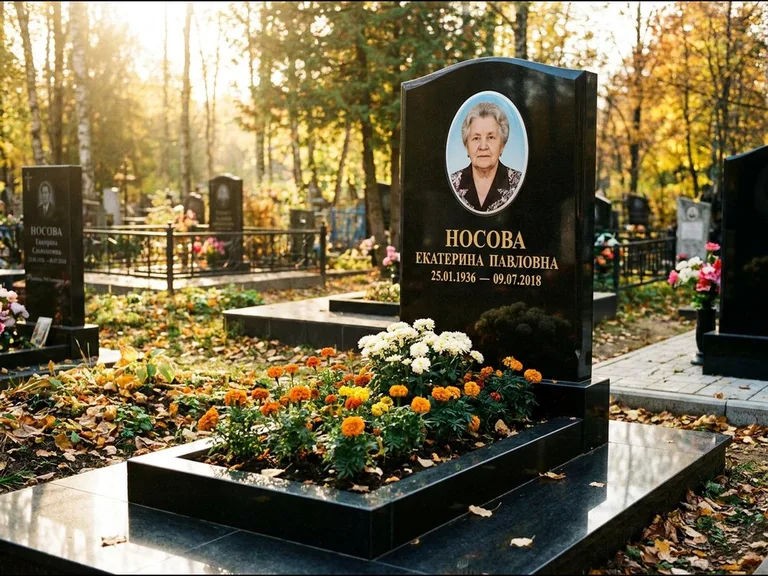 Керамический портрет мужчины на чёрном граните в Уфе