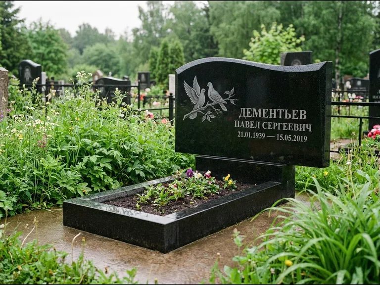 Памятник с гравировкой голубей — гравировка голубей, работа «Дементьев» в Уфе