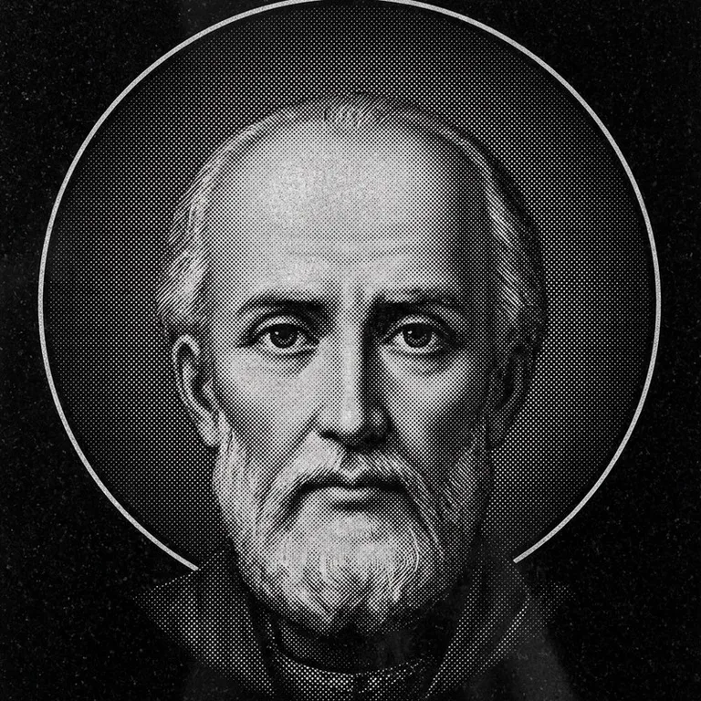 Эскиз иконы: Николай Чудотворец (полутон) — объёмный лик святителя, гравировка на памятник в Уфе