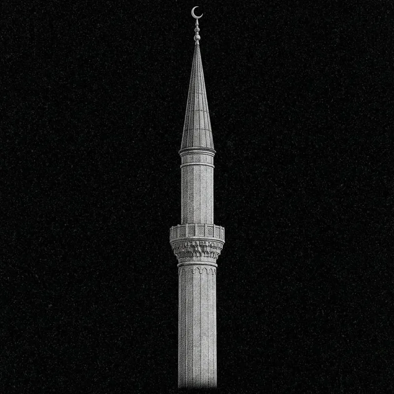 Эскиз: Минарет (фотореализм) — одиночный минарет с полумесяцем в Уфе