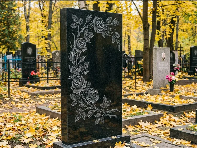 Цветы и орнамент — гравировка с выездом на кладбище в Уфе
