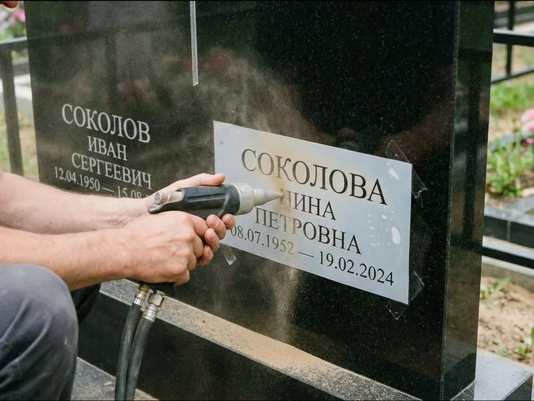 Догравировка ФИО и дат — гравировка с выездом на кладбище в Уфе