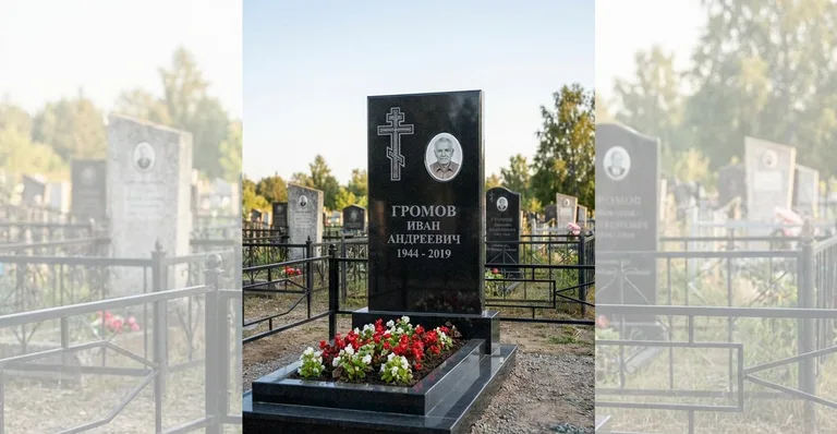Памятник с цветником, Памятники мастерской «Мастер Каменев» на кладбищах Челябинска