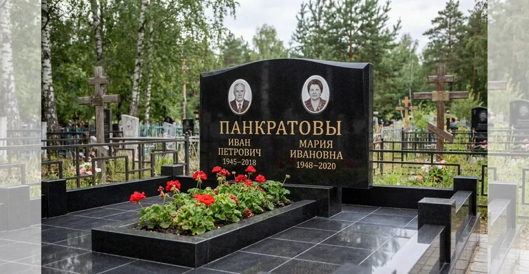 Гранитный памятник с портретом, Памятники мастерской «Мастер Каменев» на кладбищах Челябинска