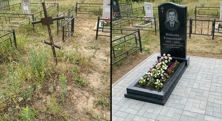 Памятник под ключ: запущенная могила до и ухоженный мемориал после в Уфе