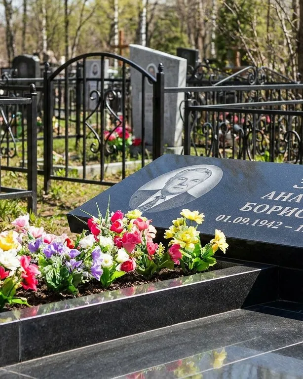 Премиум памятник под ключ с мощением и оградой в Уфе