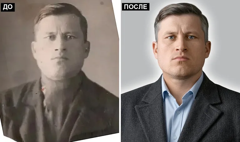 Ретушь фото на памятник — замена одежды: до и после в Уфе