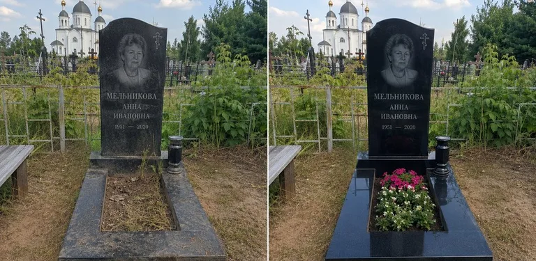 Мойка фигурного памятника до и после в Уфе