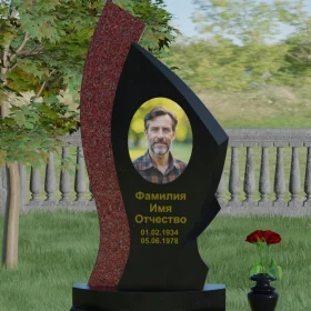 Комбинированный вертикальный памятник на одного - П002