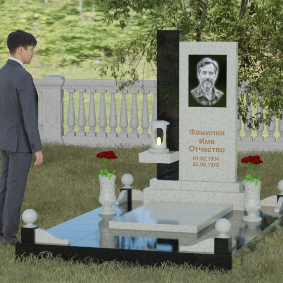 Мемориальная композиция с консольной полкой, гранит Мансуровский, вид 4