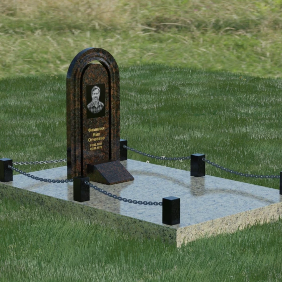 Памятник-арка из гранита с зеркальной полировкой, гранит Дымовский, вид 5