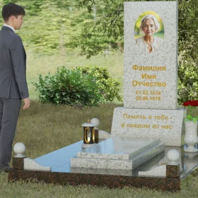 Светский комбинированный вертикальный памятник - П069
