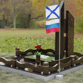 Комбинированный вертикальный памятник для одного - П186