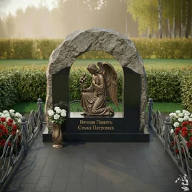 Семейный комбинированный памятник-склеп - ПН160