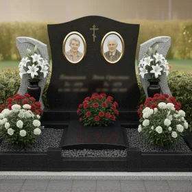 Вертикальный гранитный памятник с крестом - ПН199