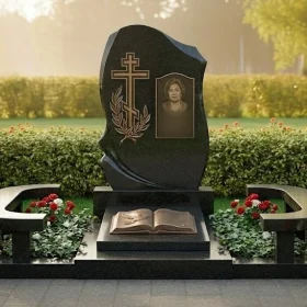 Гранитный мемориальный комплекс с крестом - ПН378