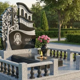 Элитный вертикальный православный памятник с крестом - ПН438