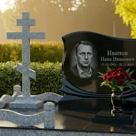 Элитный Гранитный православный памятник с крестом - ПН476