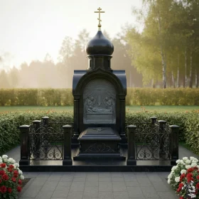 Гранитный православный вертикальный памятник-комплекс - ПН531