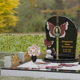 Гранитный вертикальный светский памятник - П238