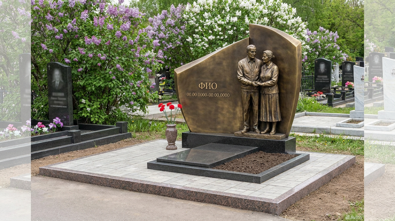 Пример дизайна: Бронзовый памятник с мемориальной скульптурой на двоих