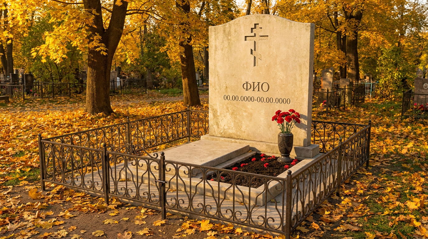 Пример дизайна: Памятник из светлого известняка в виде скалы с крестом