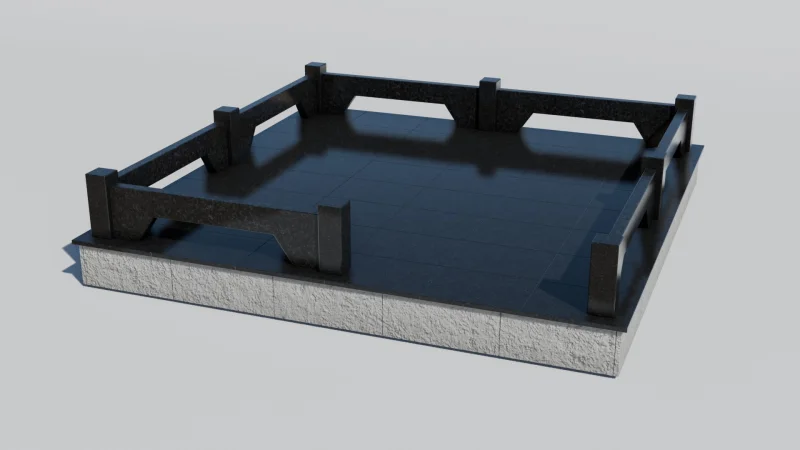 Гранитный цоколь с прямыми перекладинами на могилу, гранит Габбро-диабаз