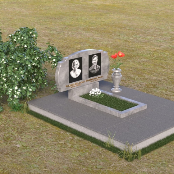 Горизонтальный гранитный монумент с раскрытой книгой, мрамор Тассос, вид 2